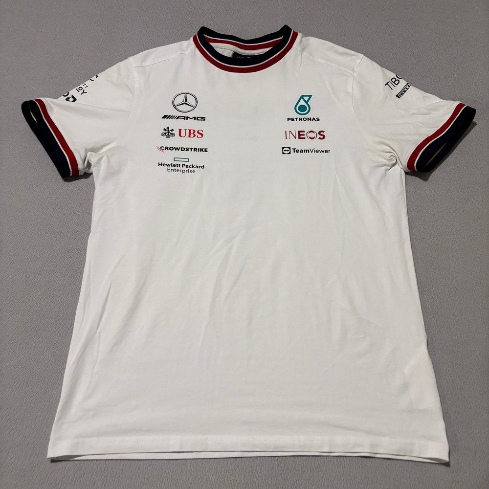 Mercedes AMG Petronas F1 Team T-Shirt Mens Medium White Tommy Hilfiger Racing